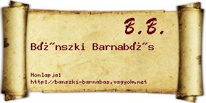 Bánszki Barnabás névjegykártya